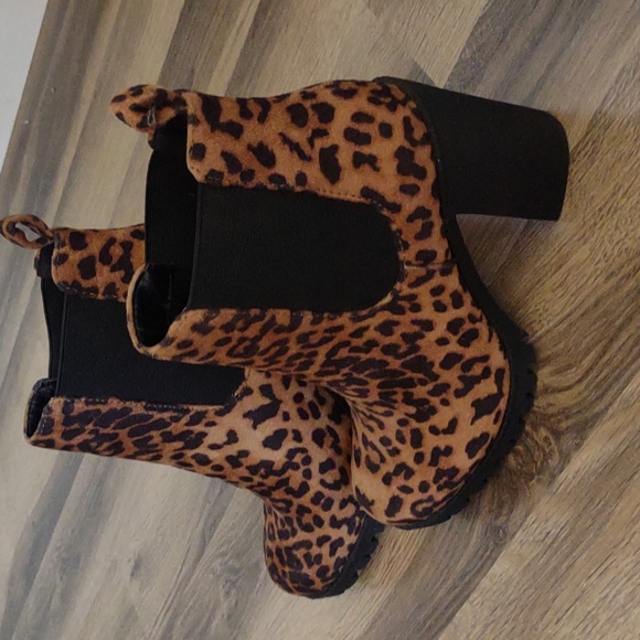 Buckle Shoes - Buckle Leopard Print Boots